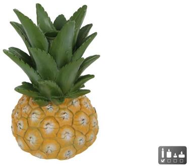 Kandelaar Ananas polystone 12x12x18cm geel