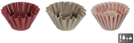 Kandelaar Cupcake S crème/roze metaal verschillende