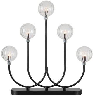 Kandelaar Enys, zwart/helder, ijzer/glas, 5-lamps, LED zwart, helder