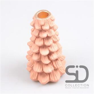 Kandelaar everlands kunstkerstboom 11x11x19 beigerood