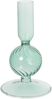 Kandelaar glas bol - groen - ø8x13.5 cm Transparant