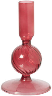 Kandelaar glas bol - rood - ø8x13.5 cm Transparant