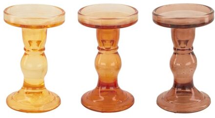 Kandelaar glas Ø8,5x14cm bruintinten