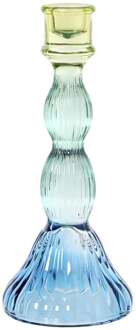 Kandelaar groot - blauw/groen - ø9.5x23 cm