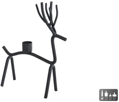 Kandelaar Hert metaal 14x7x21cm zwart