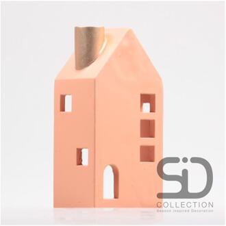 Kandelaar Huis 12x8x24cm beigerood