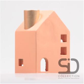 Kandelaar Huisje 11x8x16cm beigerood