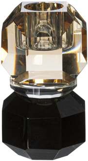 Kandelaar kristal - bruin/zwart - ø5.5x9 cm