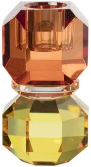 Kandelaar kristal - rood/geel - ø5.5x9 cm
