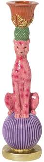 Kandelaar luipaard - multikleur - ø7x25 cm