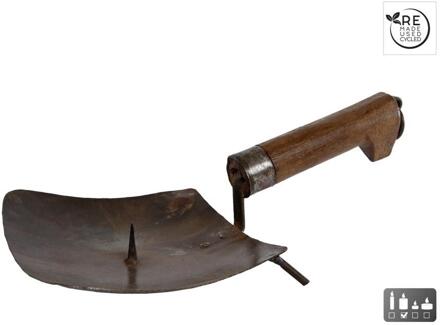 Kandelaar metaal 18,5x30x10cm bruin