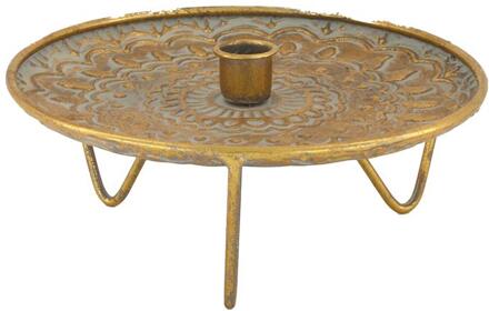 Kandelaar metaal Ø22x9,5cm goud