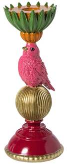 Kandelaar vogel - multikleur - ø10x25 cm