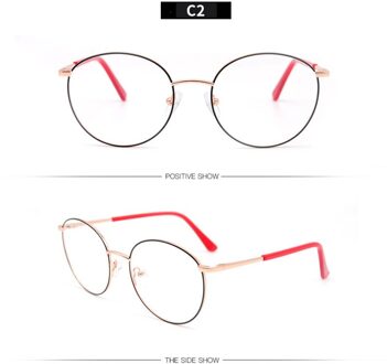 Kandrea Vintage Clear Lens Unisex Bril Frame Ronde Bijziendheid Optische Eenvoudige Metalen Vrouwen Mannen Eyewear Vrouwelijke Oversized Brillen C2