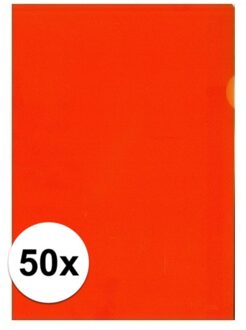 Kangaro 10x stuks documenten Insteekmapjes - oranje - A4 formaat - 21 x 30 cm - Kantoorartikelen