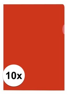 Kangaro 10x stuks documenten Insteekmapjes - rood - A4 formaat - 21 x 30 cm - Kantoorartikelen