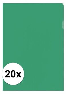 Kangaro 20x stuks documenten Insteekmapjes - groen - A4 formaat - 21 x 30 cm - Kantoorartikelen