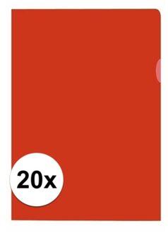 Kangaro 20x stuks documenten Insteekmapjes - rood - A4 formaat - 21 x 30 cm - Kantoorartikelen