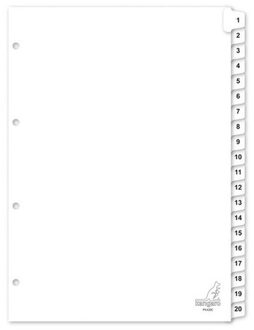 Kangaro 2x Tabbladen 1-20 genummerd A4  formaat 4 gaats/rings - Organiseren/opbergen kantoorartikelen