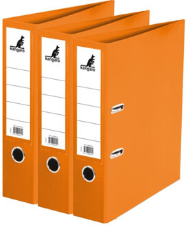 Kangaro 3x Ringmappen/ordners oranje A4 75 mm - Opbergmap
