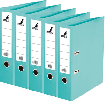 Kangaro 5x Ringband map/ordners turquoise/mintgroen 75 mm 2 gaats A4 - Documenten/papieren opbergen/bewaren - Kantoorartikelen