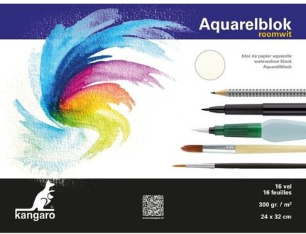 Kangaro Aquarelblok - 3x - 16 vel - 300 gram - 32 x 24 cm - Aquarel papier