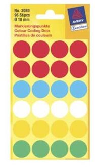 Kangaro Etiket Zweckform 18mm rond pak a 10 st. multi