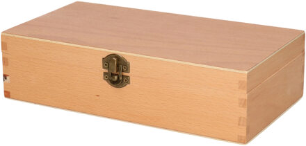 Kangaro Houten tekendoos - lichtbruin - 3 vaks - ongelakt - 24 x 12 cm - kantoor / school accessoires