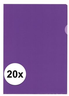 Kangaro Insteekmapjes - 20x stuks - paars - A4 formaat - 21 x 30 cm - antistatisch