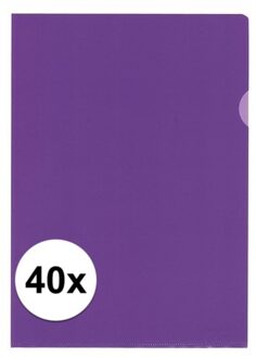 Kangaro Insteekmapjes - 40x stuks - paars - A4 formaat - 21 x 30 cm - antistatisch