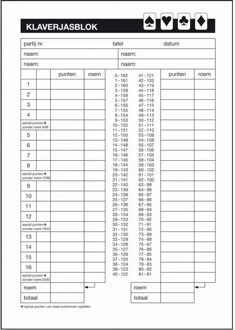 Kangaro Klaverjas scoreblok - A5 - 50 vellen - klaverjassen spel Wit