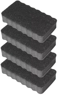 Kangaro Magnetische memobord whiteboard wisser - 4x - 10 x 5.5 cm - zwart - schoonmaken