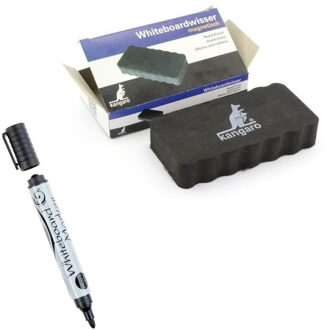 Kangaro Magnetische whiteboard wisser met zwarte marker