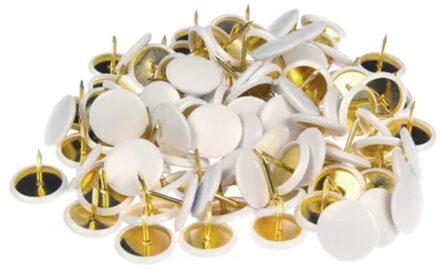 Kangaro Prikbord punaises - set 480x stuks - wit - metaal/plastic - kantoor artikelen - platte kop