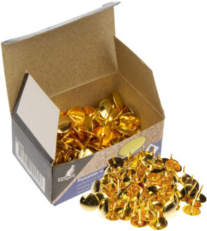Kangaro Punaises plat - set 100x - goud - voor prikbord
