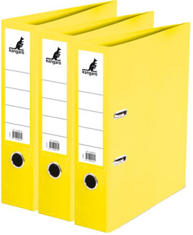 Kangaro Ringband map/ordners A4 - 3x - geel - 31 x 28 x 7 cm - Documenten opbergen - Kantoorartikelen