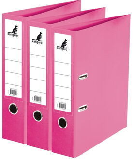 Kangaro Ringband map/ordners A4 - 3x - roze - 31 x 28 x 7 cm - Documenten opbergen - Kantoorartikelen