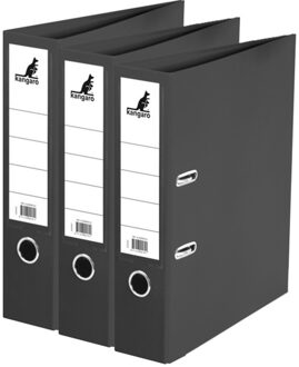 Kangaro Ringband map/ordners A4 - 3x - zwart - 31 x 28 x 7 cm - Documenten opbergen - Kantoorartikelen