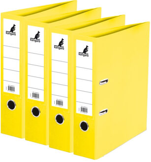 Kangaro Ringband map/ordners A4 - 4x - geel - 31 x 28 x 7 cm - Documenten opbergen - Kantoorartikelen
