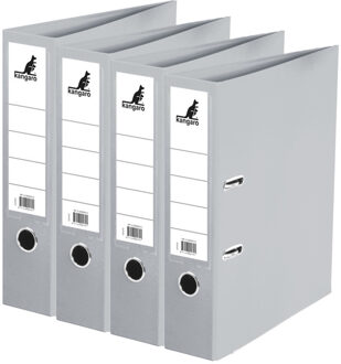 Kangaro Ringband map/ordners A4 - 4x - grijs - 31 x 28 x 7 cm - Documenten opbergen - Kantoorartikelen