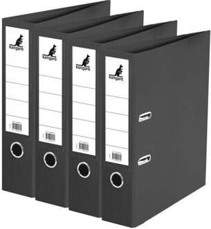 Kangaro Ringband map/ordners A4 - 4x - zwart - 31 x 28 x 7 cm - Documenten opbergen - Kantoorartikelen