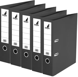 Kangaro Ringband map/ordners A4 - 5x - zwart - 31 x 28 x 7 cm - Documenten opbergen - Kantoorartikelen
