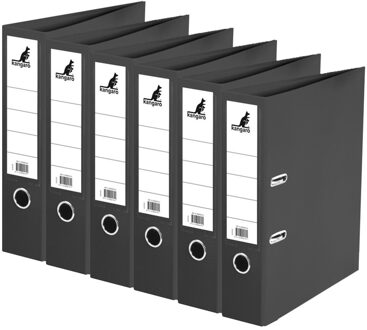Kangaro Ringband map/ordners A4 - 6x - zwart - 31 x 28 x 7 cm - Documenten opbergen - Kantoorartikelen