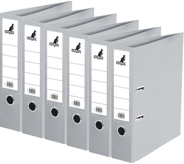 Kangaro Ringband map/ordners A4 - Set van 6x stuks - grijs - 31 x 28 x 7 cm - Documenten opbergen - Kantoora