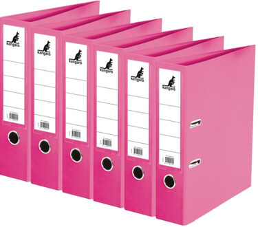Kangaro Ringband map/ordners A4 - Set van 6x stuks - roze - 31 x 28 x 7 cm - Documenten opbergen - Kantoorar