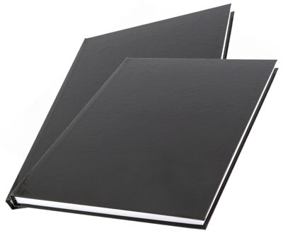 Kangaro Schoolschriften - 2x stuks - A4 - 80 pagina's - harde kaft - gelinieerd - zwart - notitieboek