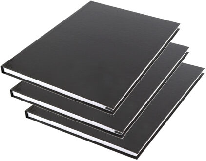 Kangaro Schoolschriften - 3x - A4 - 80 pagina's - harde kaft - gelinieerd - zwart - notitieboek