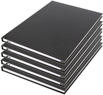 Kangaro Schoolschriften - 5x - A4 - 80 pagina's - harde kaft - gelinieerd - zwart - notitieboek