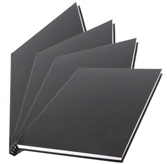 Kangaro Schoolschriften - Pakket van 6x stuks - A4 - 80 pagina's - harde kaft - gelinieerd - zwart - notitie