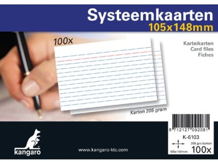 Kangaro Systeemkaarten A6 105x148mm 100 stuks Wit